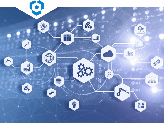 Digitale Informationsflüsse und Datenvernetzung durch Prozessdigitalisierung | Qwasaa Netzwerk aus Hexagon-Icons für digitale Informationsflüsse Datenquellen und Automatisierung | Qwasaa