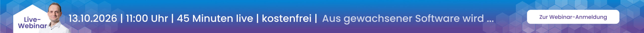 Jetzt kostenlos zum Live-Webinar von Qwasaa anmelden: Aus gewachsener Software wird ein System, das Wachstum trägt Jetzt kostenlos zum Live-Webinar von Qwasaa anmelden: Aus gewachsener Software wird ein System, das Wachstum trägt